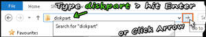 Open diskpart on Address bar