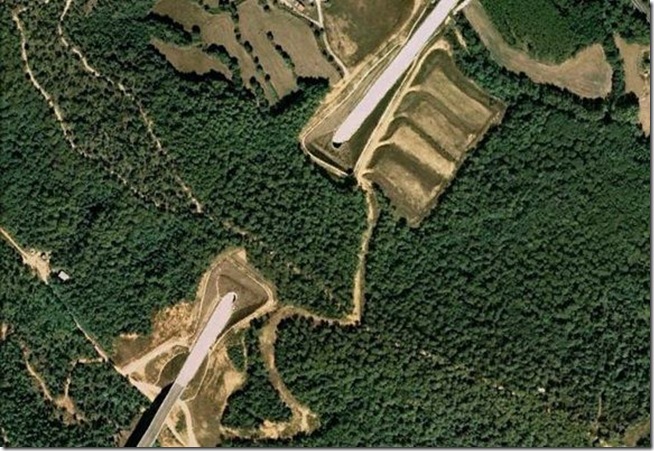 Aerial view of the wildlife overpass, Location unknown ( link ) .