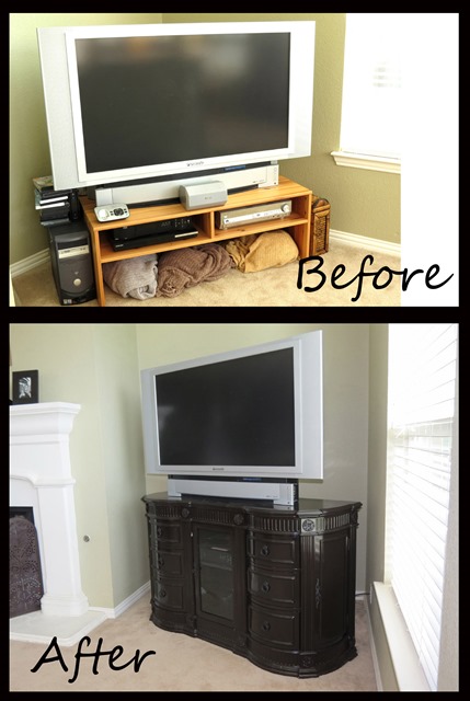 Style with Cents Dresser TV Stand Renovation www.stylewithcents.blogspot.com    Before and After