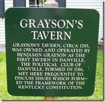 Grayson's Tavern descriptive sign in front of tavern