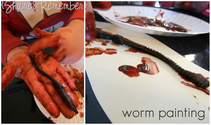worm painting in preschool collage