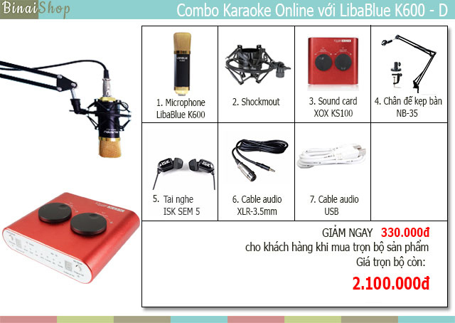 Combo micro hát karaoke online LibaBlue K600