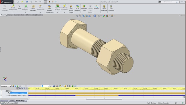 Animation by Precise Positioning Display in Bolt and Nut