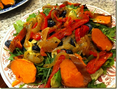 Arugula with roasted veggies