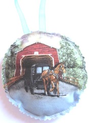 2011 fabric ornament front horse covered bridge