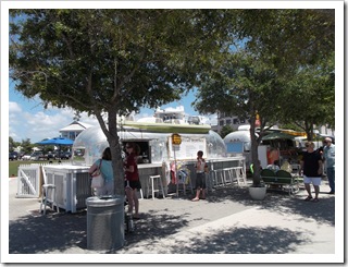 Vintage Airstreams as sidewalk cafes