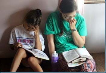 Edi & Katherine reading Bibles