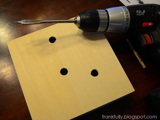 I drilled holes for the 'o's. I used about a 3/8" drill bit I drilled holes for the 'o's. I used about a 3/8" drill bit
