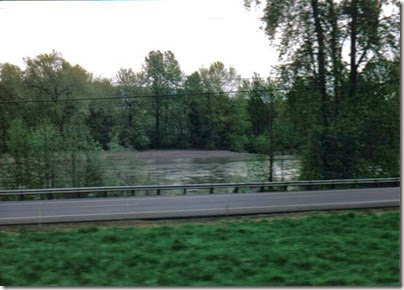 View of the Cowlitz River from the Weyerhaeuser Woods Railroad (WTCX) at Milco, Washington on May 17, 2005