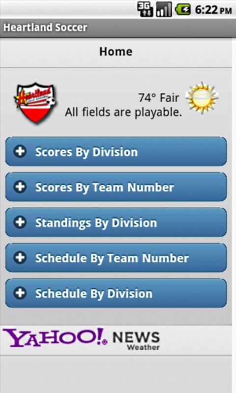 Heartland Soccer Mobile Screen 1