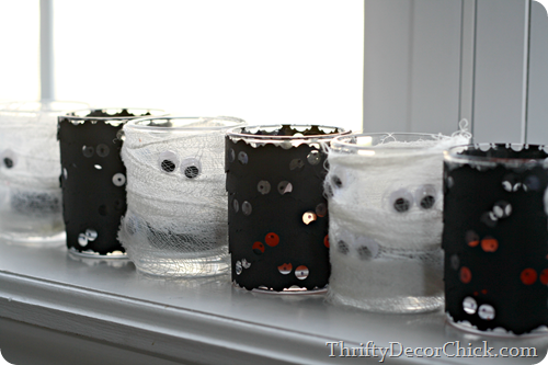 Halloween mummy votive craft