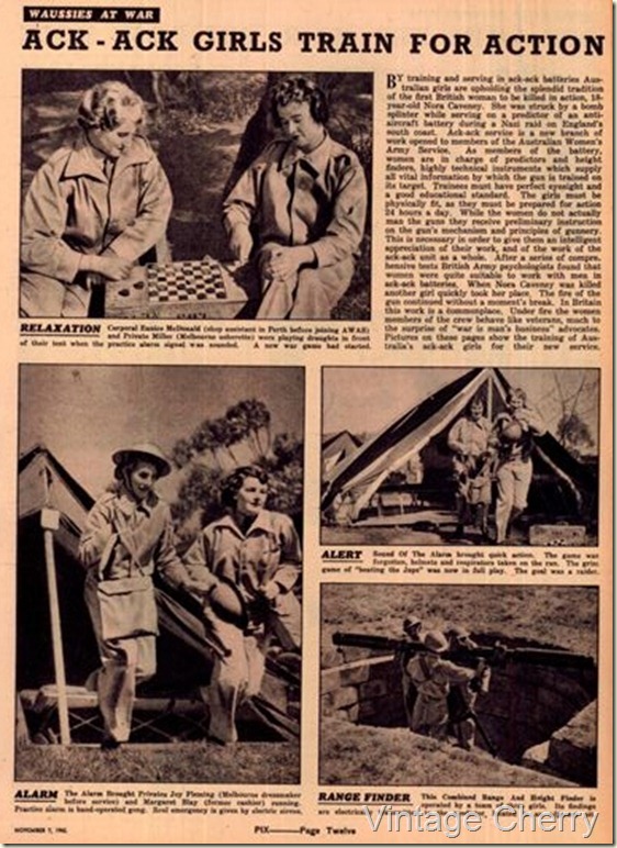 Victorian  ack-ack girls in action, from PIX June 1942.