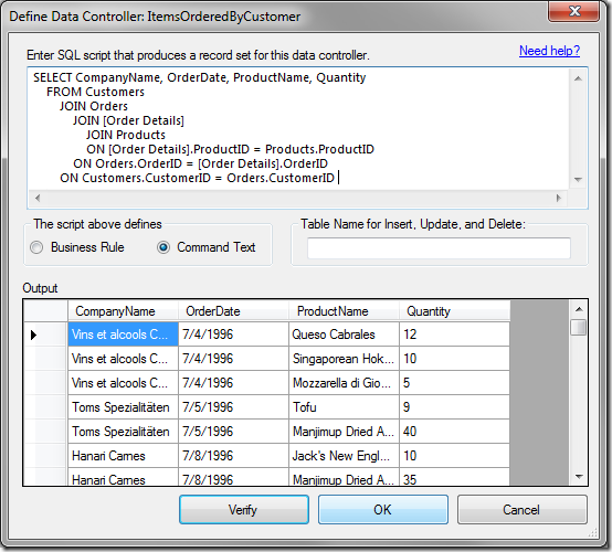 Code On Time: Generating Controller from SQL Query