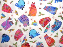 fabric Laurel Burch colorful small cats