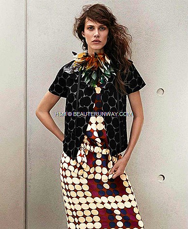 Marni H&M Silk Printed Skirt Necklace Polka dots print Jacket
