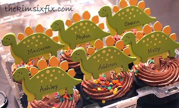 Personalized dinosaur cupcakes