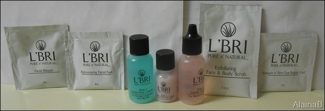 Products that come with the L'bri Pure and Natural Skincare sampler 