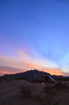 sunset at Buckeye Hills Arizona with an early moon