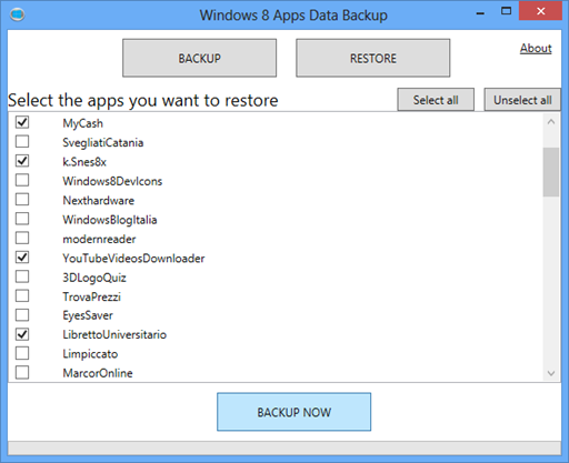 Windows8AppsDataBackup - Screen Windows8AppsDataBackup - Screen