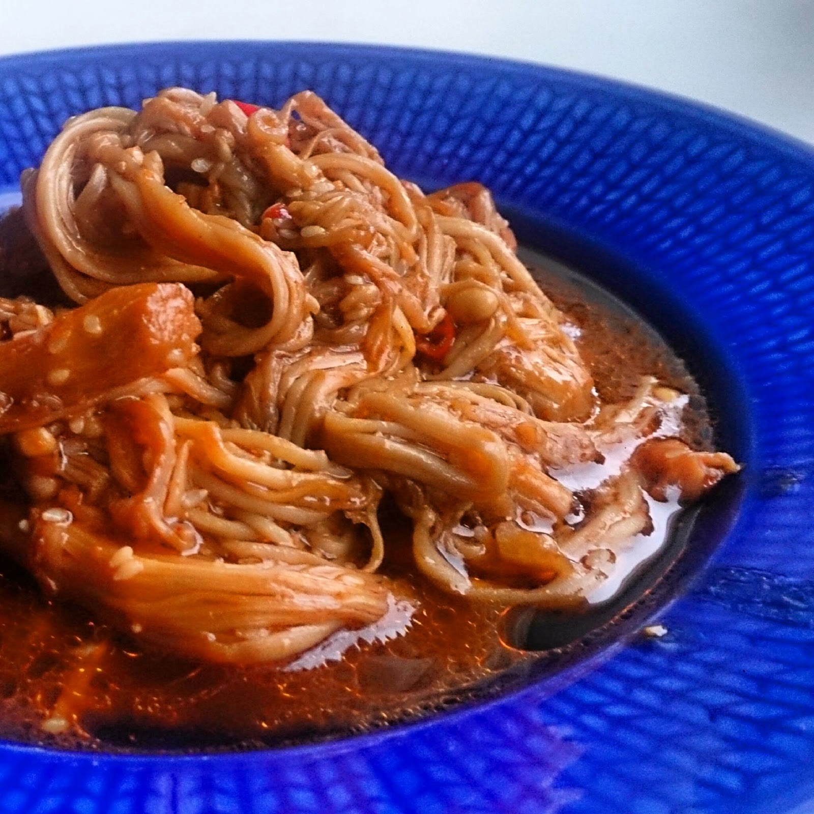 Foodie Declarations Asian fusion; udon noodle soup with tofu and