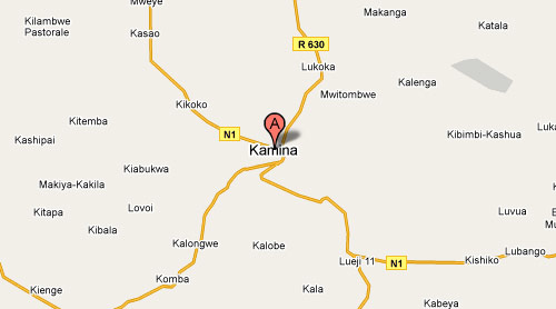Carte de Kamina au Katanga