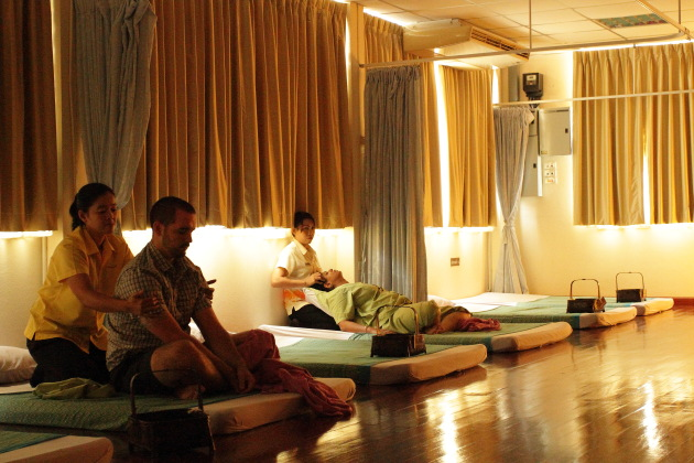 Getting a traditional Thai Massage at Prachin Buri, Thailand