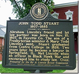 John Todd Stuart marker in Danville, Kentucky at Centre College (Side 1)