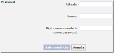 Facebook Cambiare password