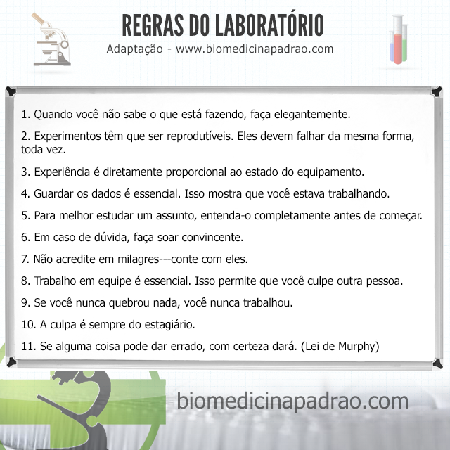 Regras do laboratório Regras do laboratório
