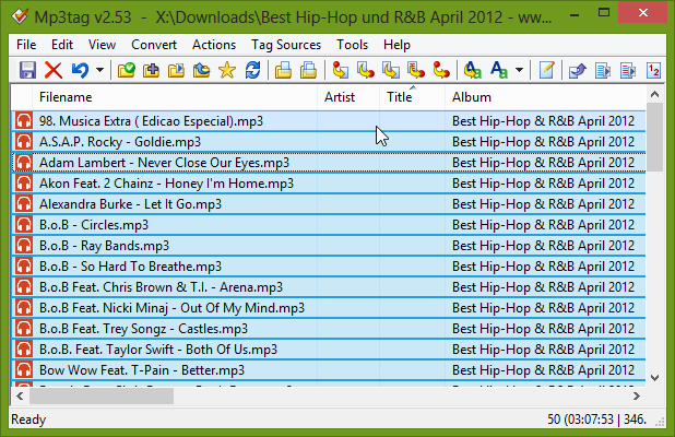 Mp3tag Guess Values for Artist and Title from File name