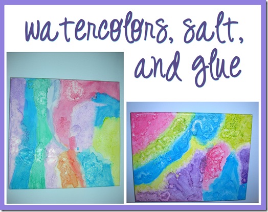 paint with watercolors, salt, and glue