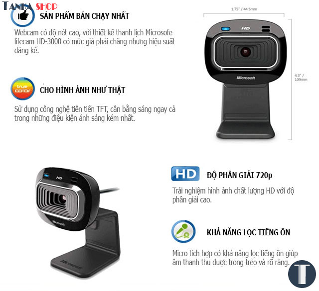 Camera cho laptop Microsoft Lifecam HD-3000 Webcam