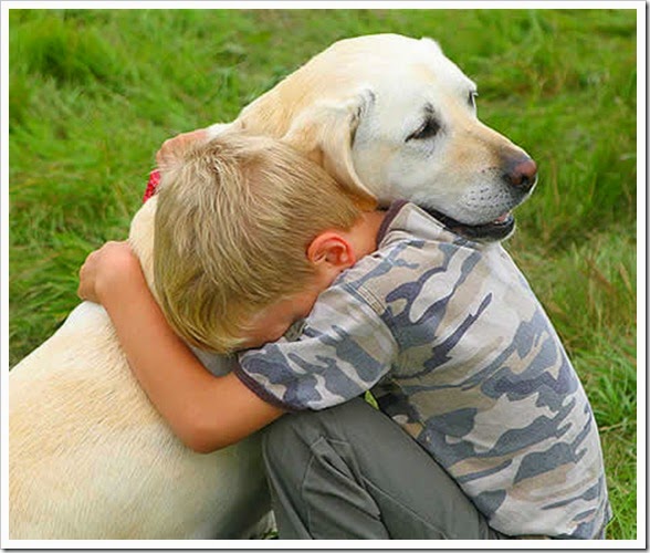 abraçando o cãozinho