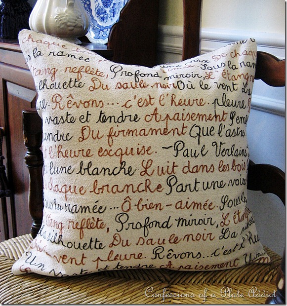 CONFESSIONS OF A PLATE ADDICT French Poetry Pillow and Envelope Closure Tutorial