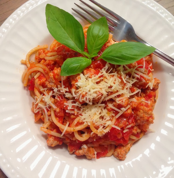 Tomato Basil Pork Spaghetti