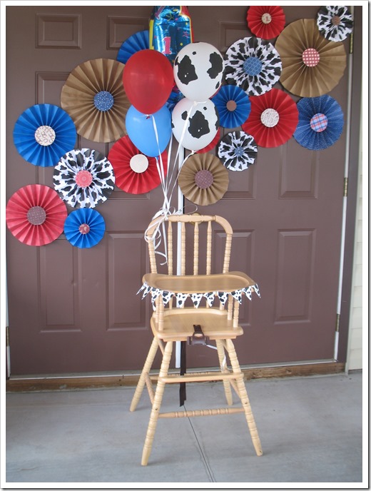 cowboy party paper fan decorations