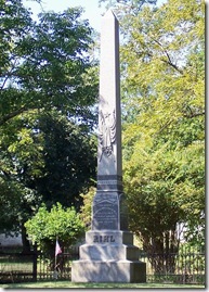 Monument and Gravesite for Corporal Rihl across from the marker, inscription on the right.