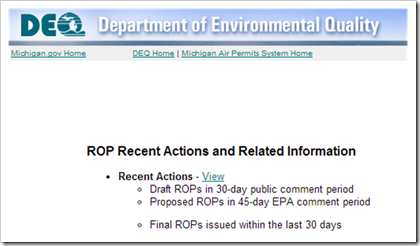 Michigan Department of Environmental Quality DEQ  Air Permits system