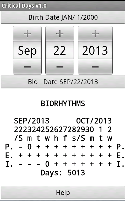 Android application BioCriticalDays screenshort