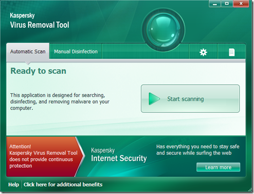 Kaspersky Virus Removal Tool 2011 Start Scanning