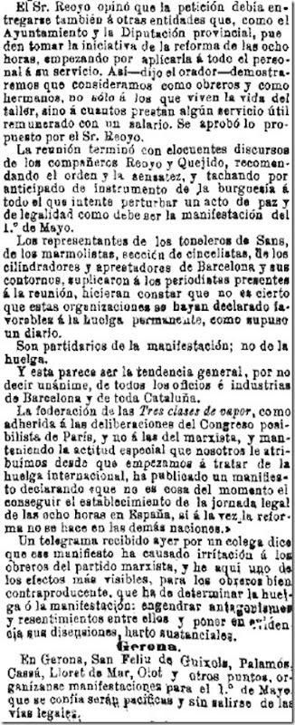 1890-04-30 - La Iberia - 01 (Preparativos del 1º de Mayo - Barcelona - 3 y Gerona)