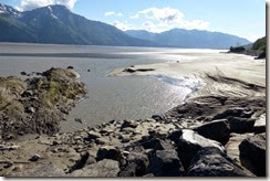 Very low tide on Turnagain Arm (a fjord) along the Seward Hwy