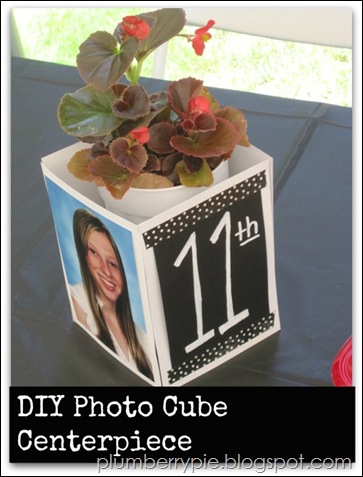 plumberry pie diy photo cube centerpiece