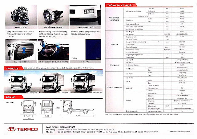 xe Teraco 240 thùng bạt