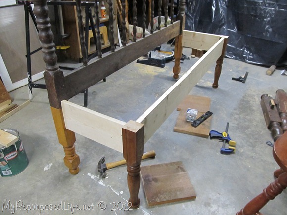how to frame a headboard bench