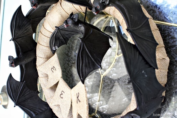home made Spooky Bat Wreath