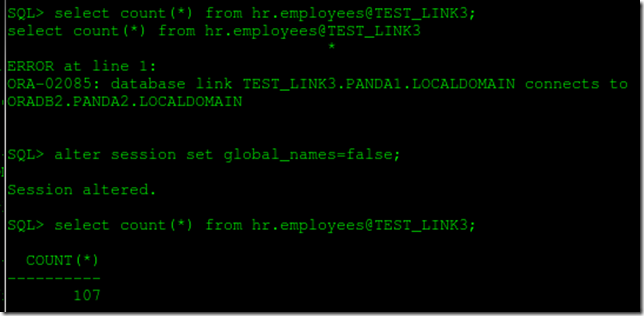 Oracle data link trouble shooting sql panda