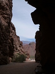 Looking out from The Amphitheatre at the bikes, Quebrada de las Conchas, Salta.