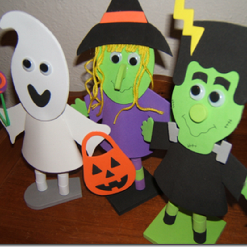 Halloween muñecos de Goma Eva, bruja, fantasma, Frankenstein