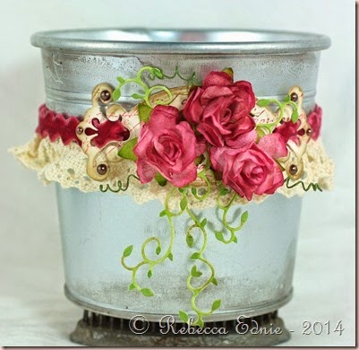 lace and roses pail